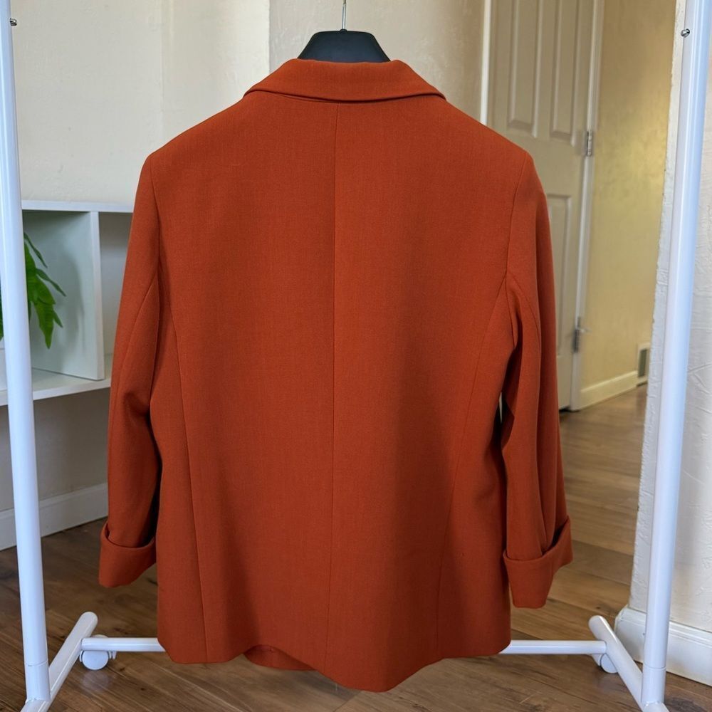 TAHARI ASL Easy Notch Collar Blazer Patch Pockets Orange Spice Size 14 - Picture 4 of 10